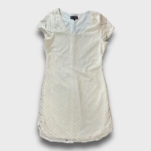 B FAMOUS #USA VINTAGE BOHO HIPPIE MINI DRESS LARGE CREAM